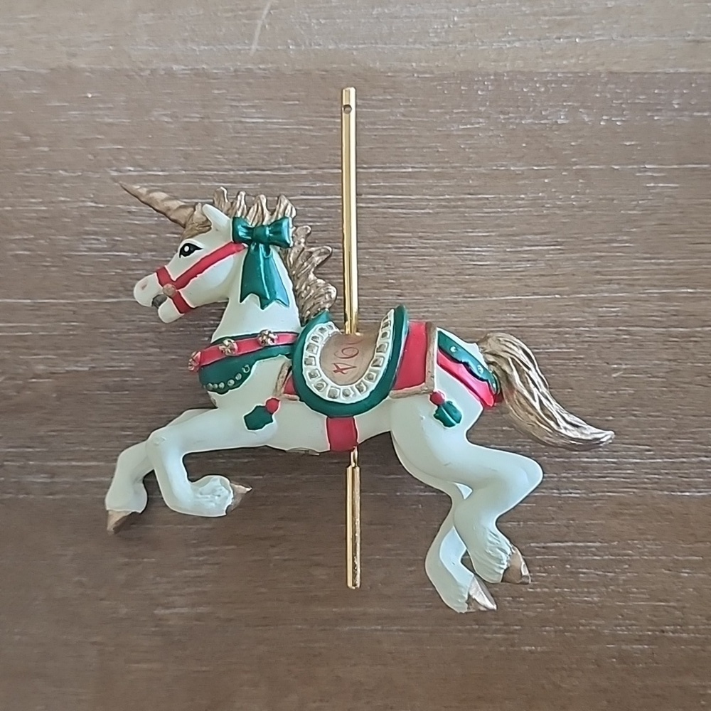 1994 Christmas Fantasy Carousel Unicorn Ornament Vintage American Greetings - Picture 2 of 6